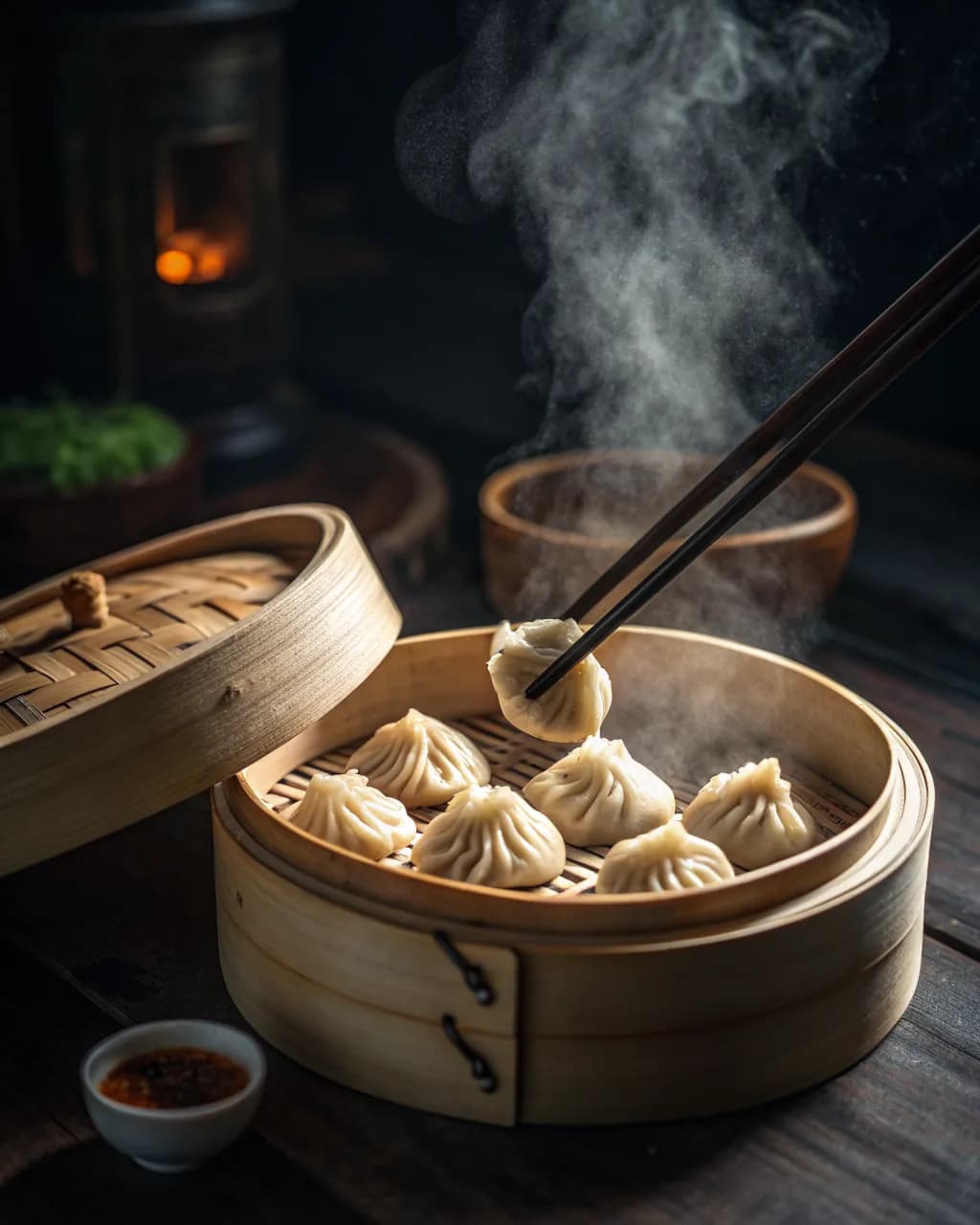 Xiao Long Bao im Bambuskorb
